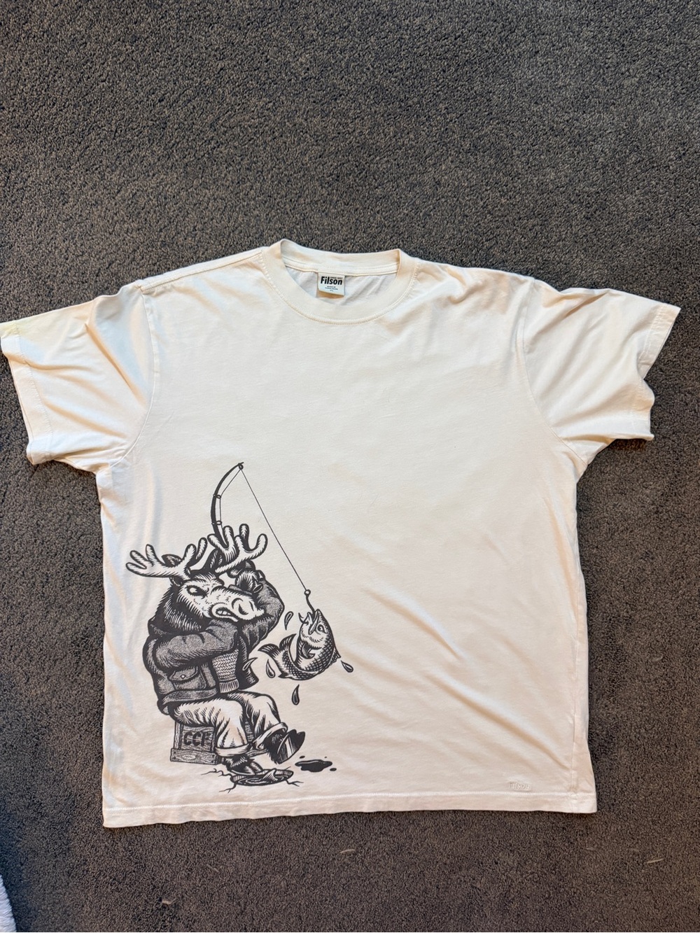 Filson Kyler Martz Graphic Tee XL White Moose Fishing Limited Collab Tattoo Arti